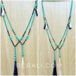 turquoise stone larva tassel necklace new design wholesale free shipping